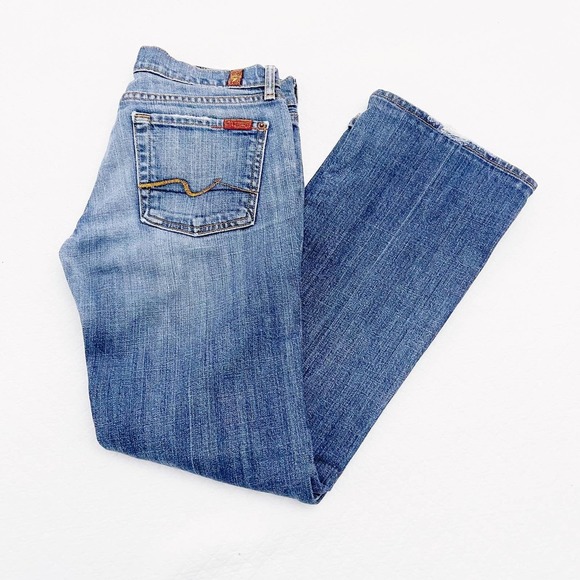 7 For All Mankind Bootcut Denim Jeans Medium Wash SZ27 - Picture 2 of 8